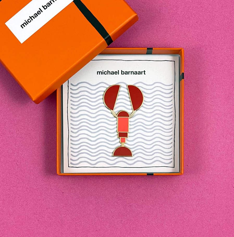 Michael Barnaart - broche kreeft in cadeauverpakking