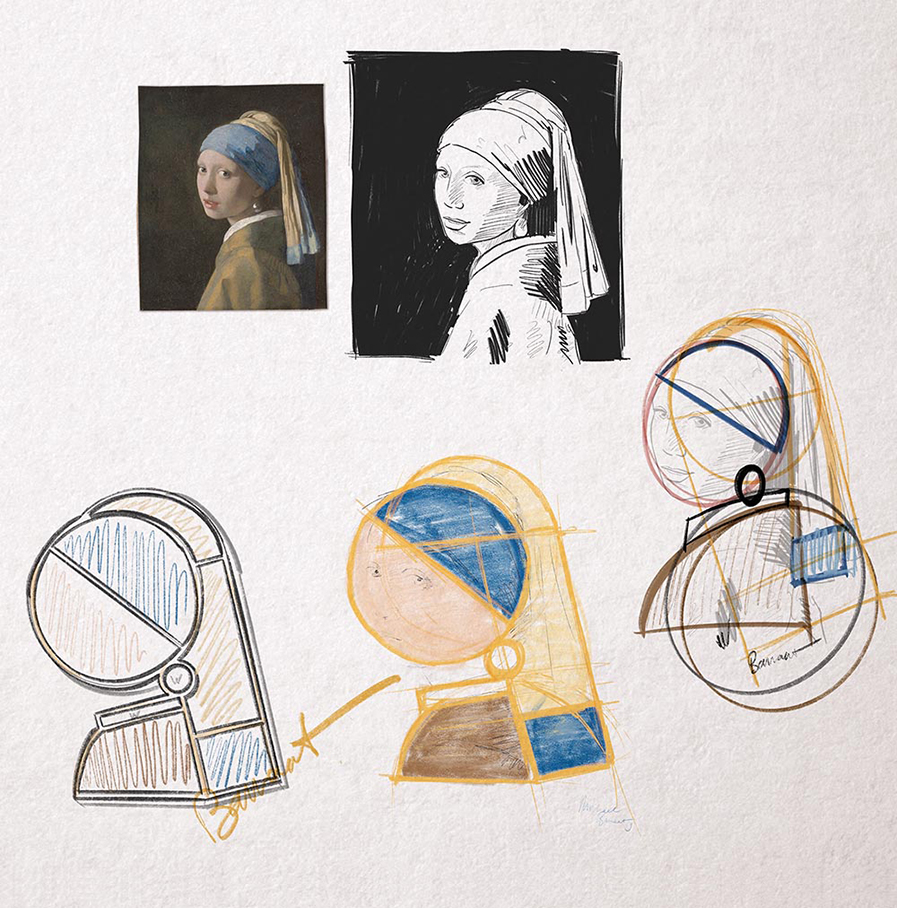 Michael Barnaart - broche 'Meisje met de parel', schets