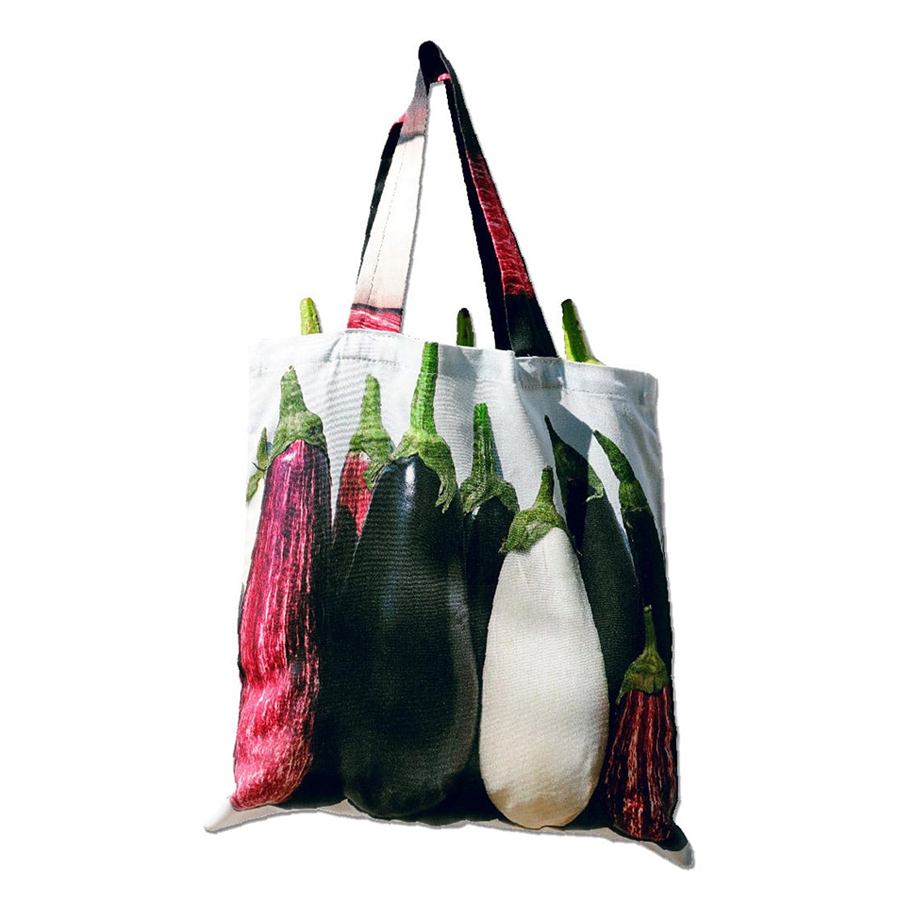 Maron Bouillie - tote bag met aubergineprint