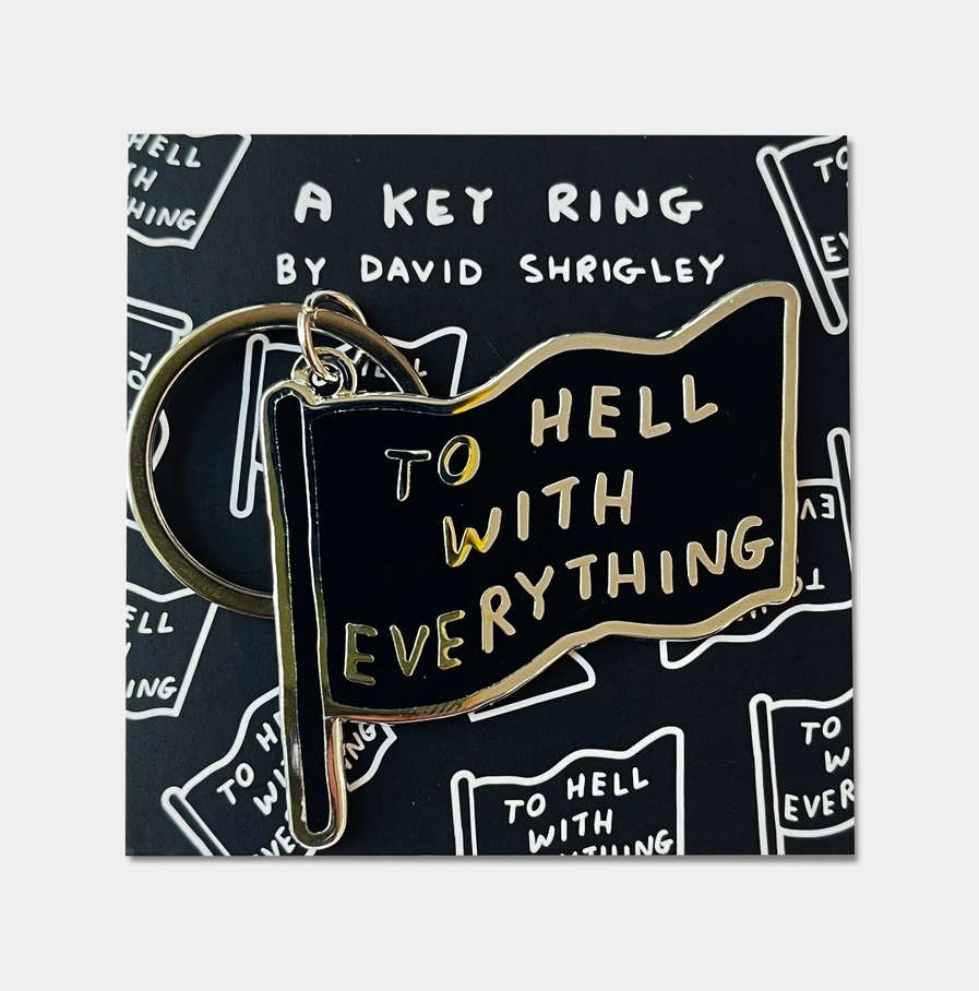 Close-up David Shrigley sleutelhanger To Hell With Everything