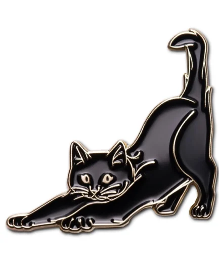 Emaille speldje Stretching Cat van Make Heads Turn
