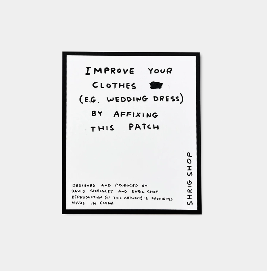 David-Shrigley- roze opstrijkembleem met de tekst 'Nonsense'