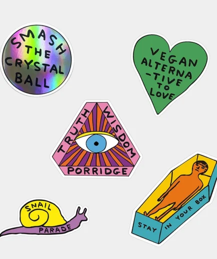 David Shrigley - pakje met 5 verschillende stickers