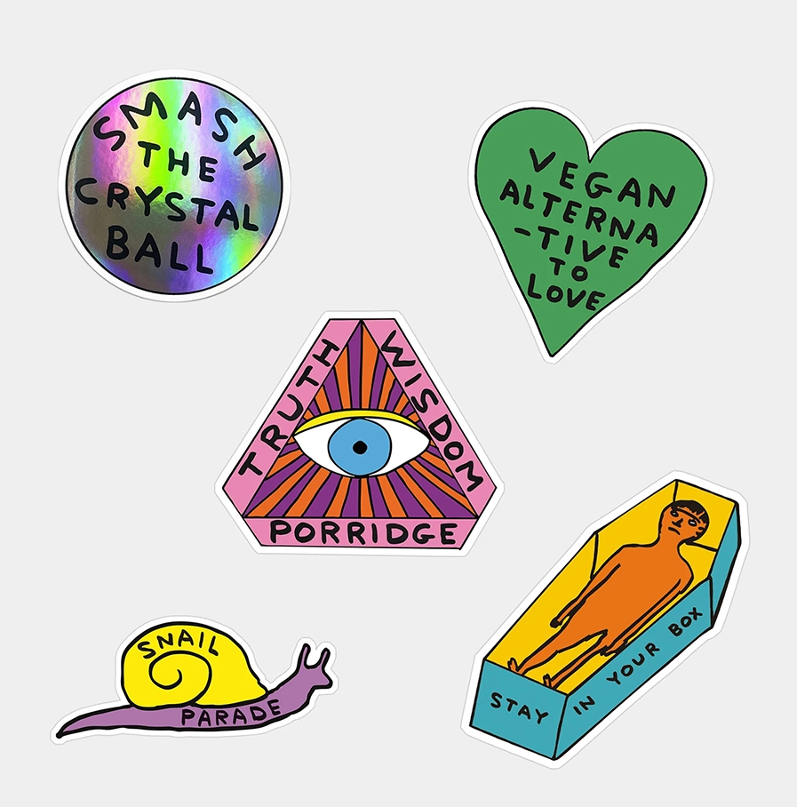 David Shrigley - pakje met 5 verschillende stickers