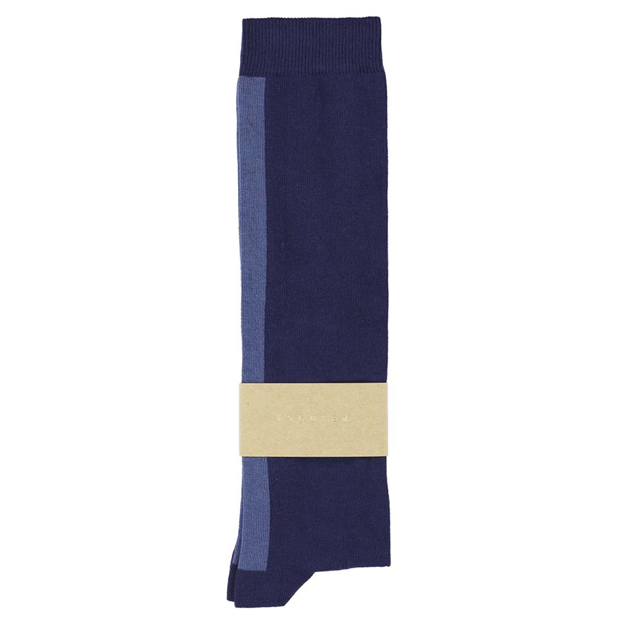 Escuyer gestreepte dameskniekousen, blauw met lichtblauwe streep