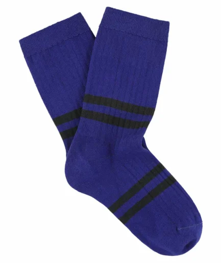 Escuyer gestreepte damessokken, blauw met zwarte strepen