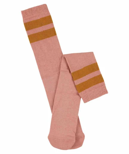 Escuyer unisex sokken, roze met 2 pompoenkleurige strepen