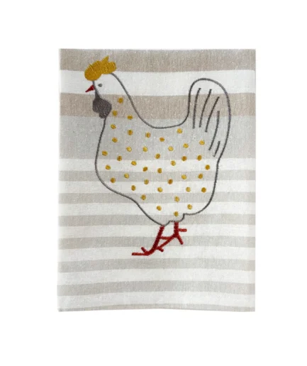 Grubentuch keukendoek met geborduurde kip